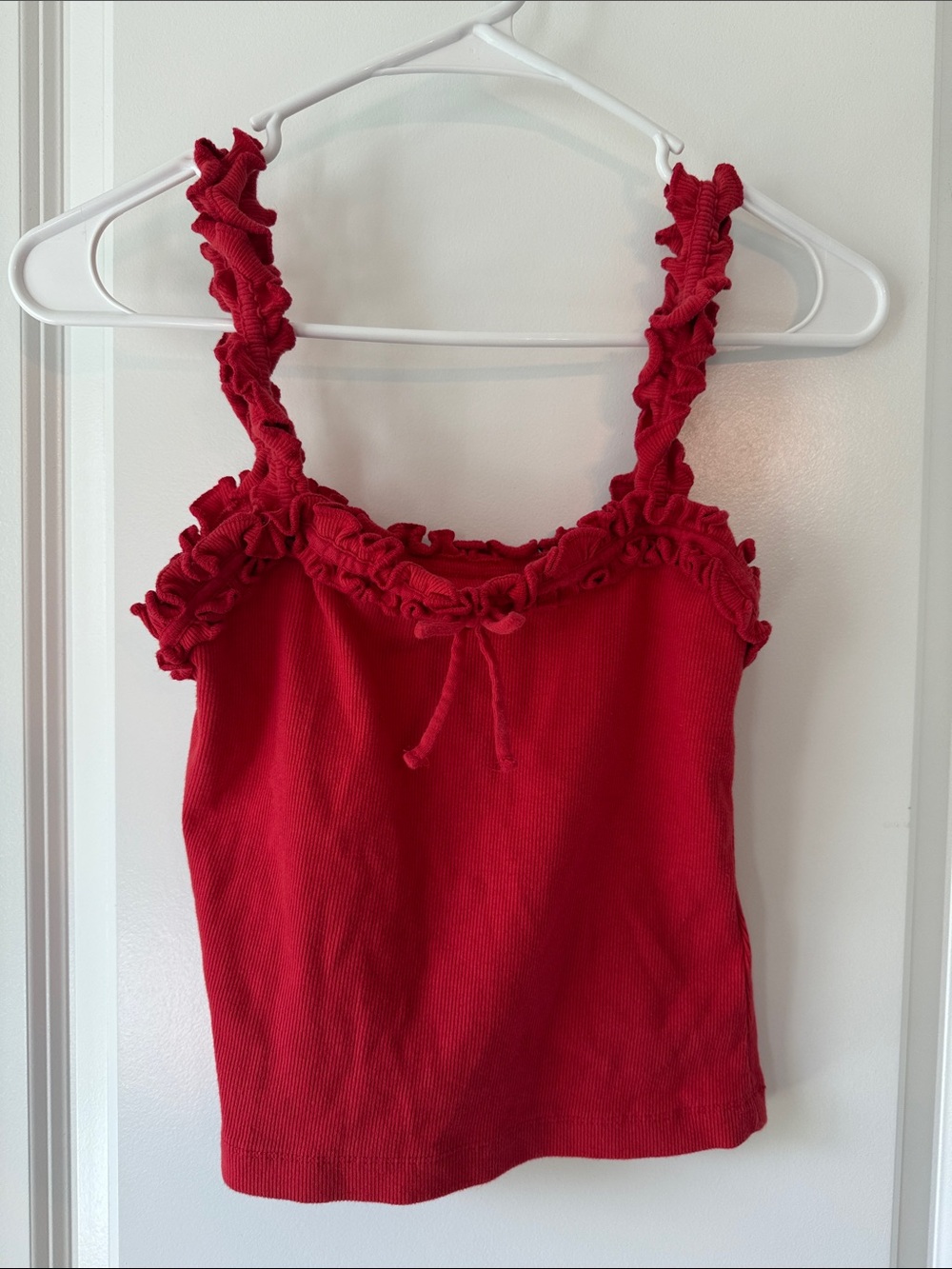 Maeve, Urban Outfitters - Red Ruffled Tank Top